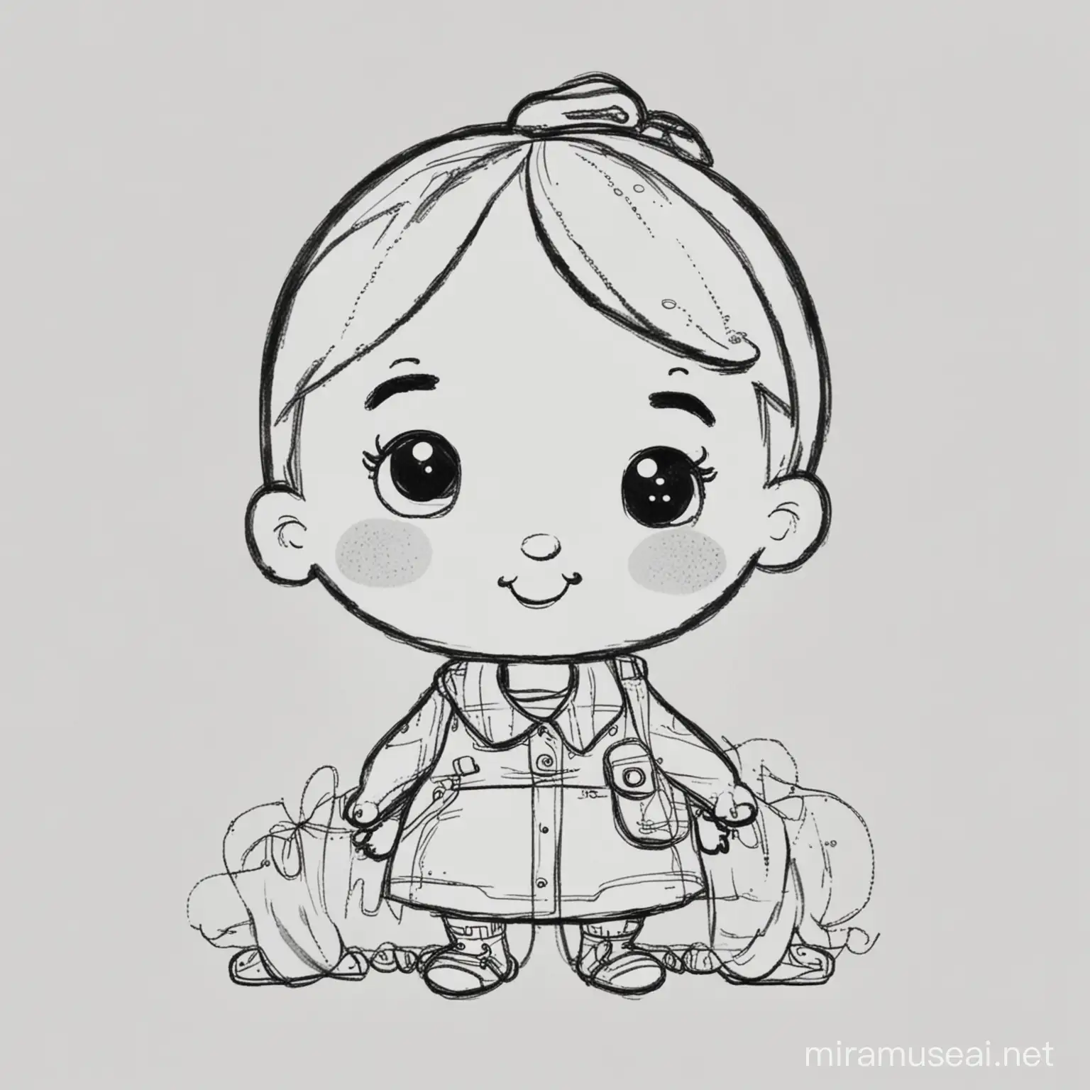 Cocomelon Coloring Page for Kids Cartoon Style with Thick Lines