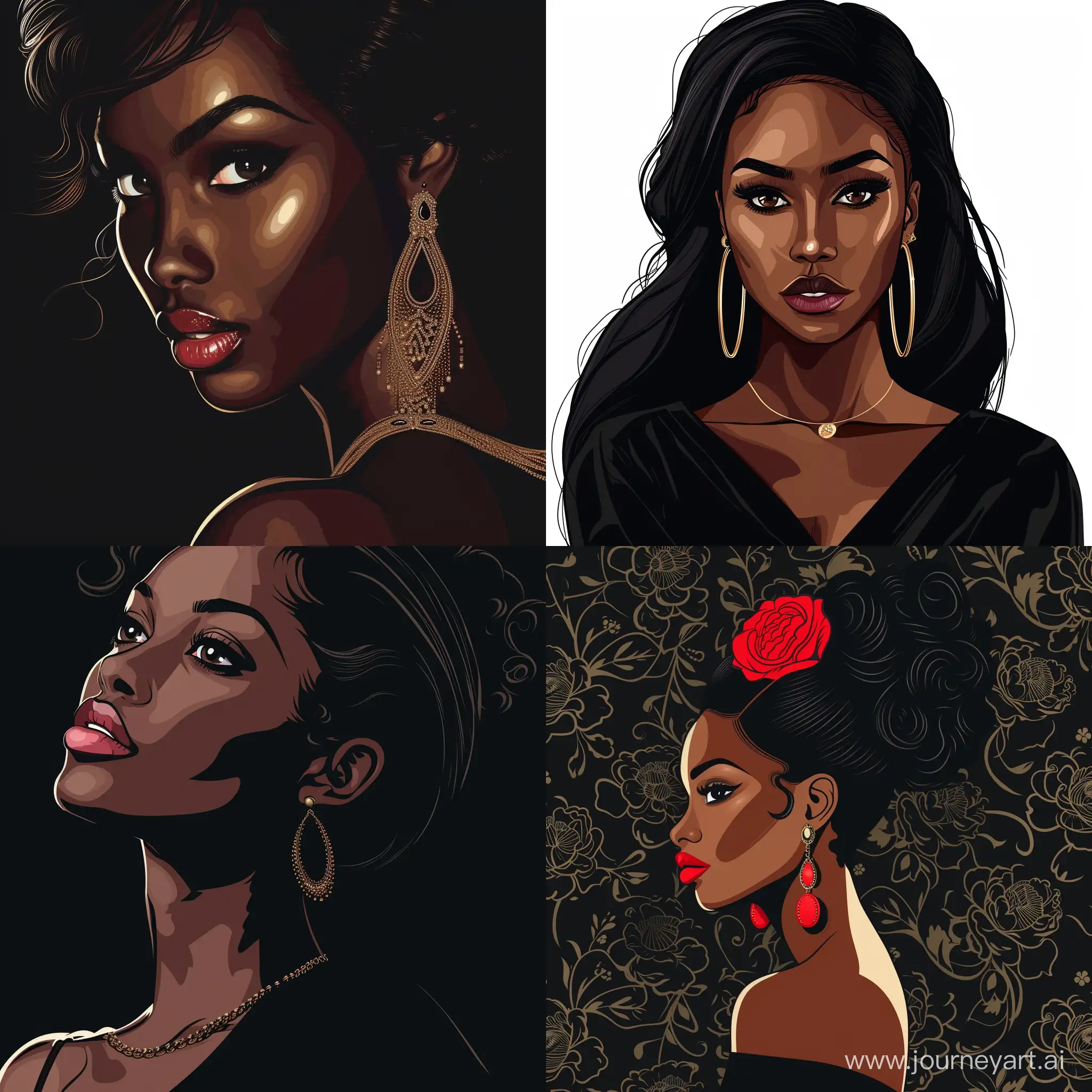 Vector art black lady beautiful 