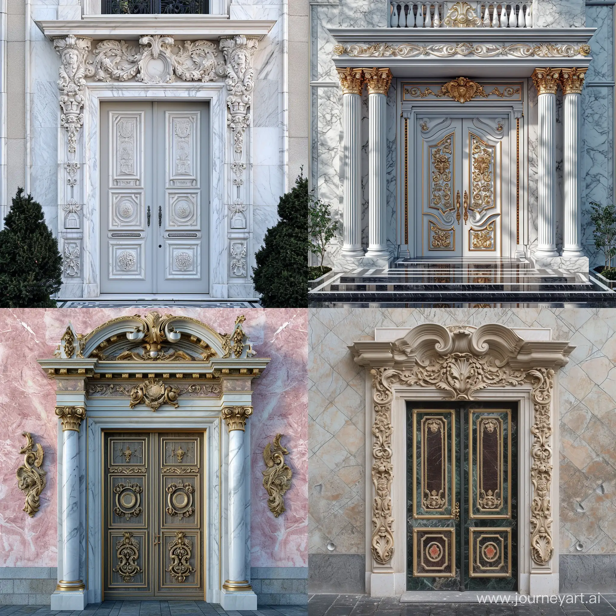 Elegant-Marble-Baroque-Villa-Exterior-Door