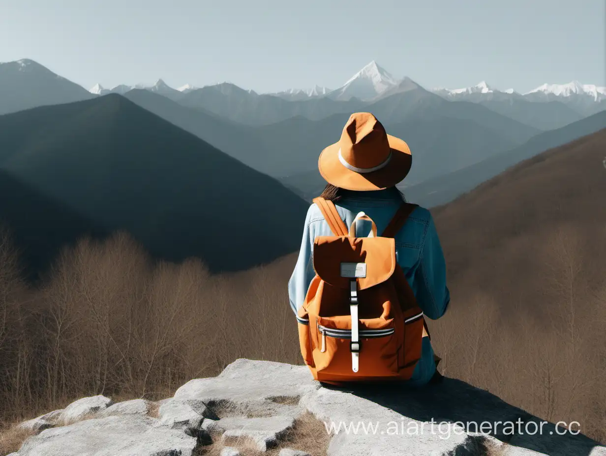 Minimalist-Backpacking-Girl-with-Compass-in-Mountainous-Terrain
