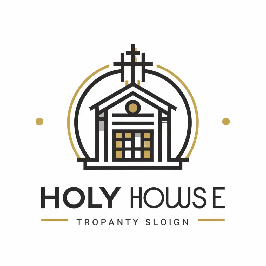 LOGO-Design-for-Holy-House-Sacred-House-and-Cross-Symbol-with-Moderate-Aesthetic-for-Religious-Industry-on-a-Clear-Background