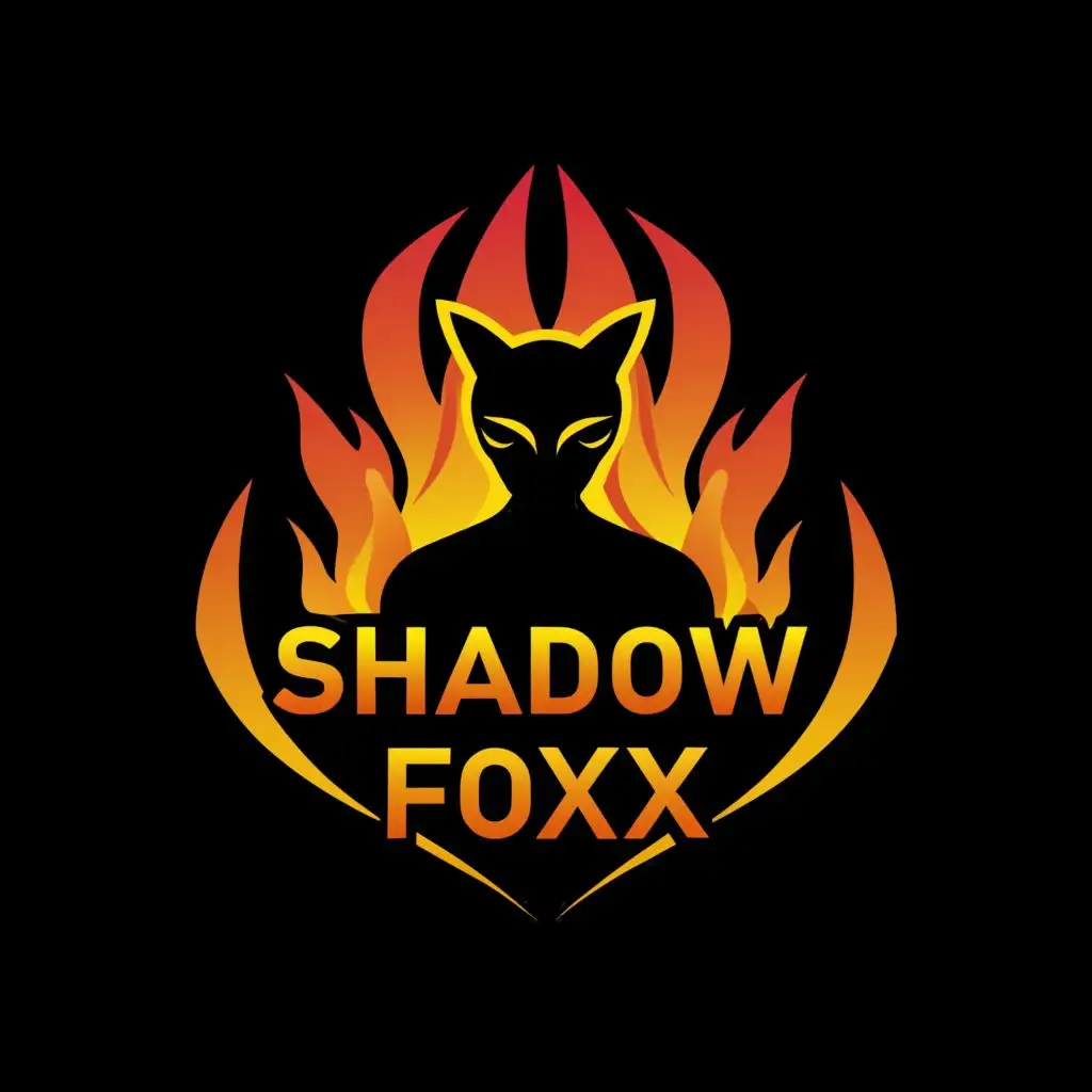 logo, black woman fox shadow silhouette, flames red and orange, yellow, rose pink, 3d, with the text "Shadow Foxx", typography, be used in Entertainment industry