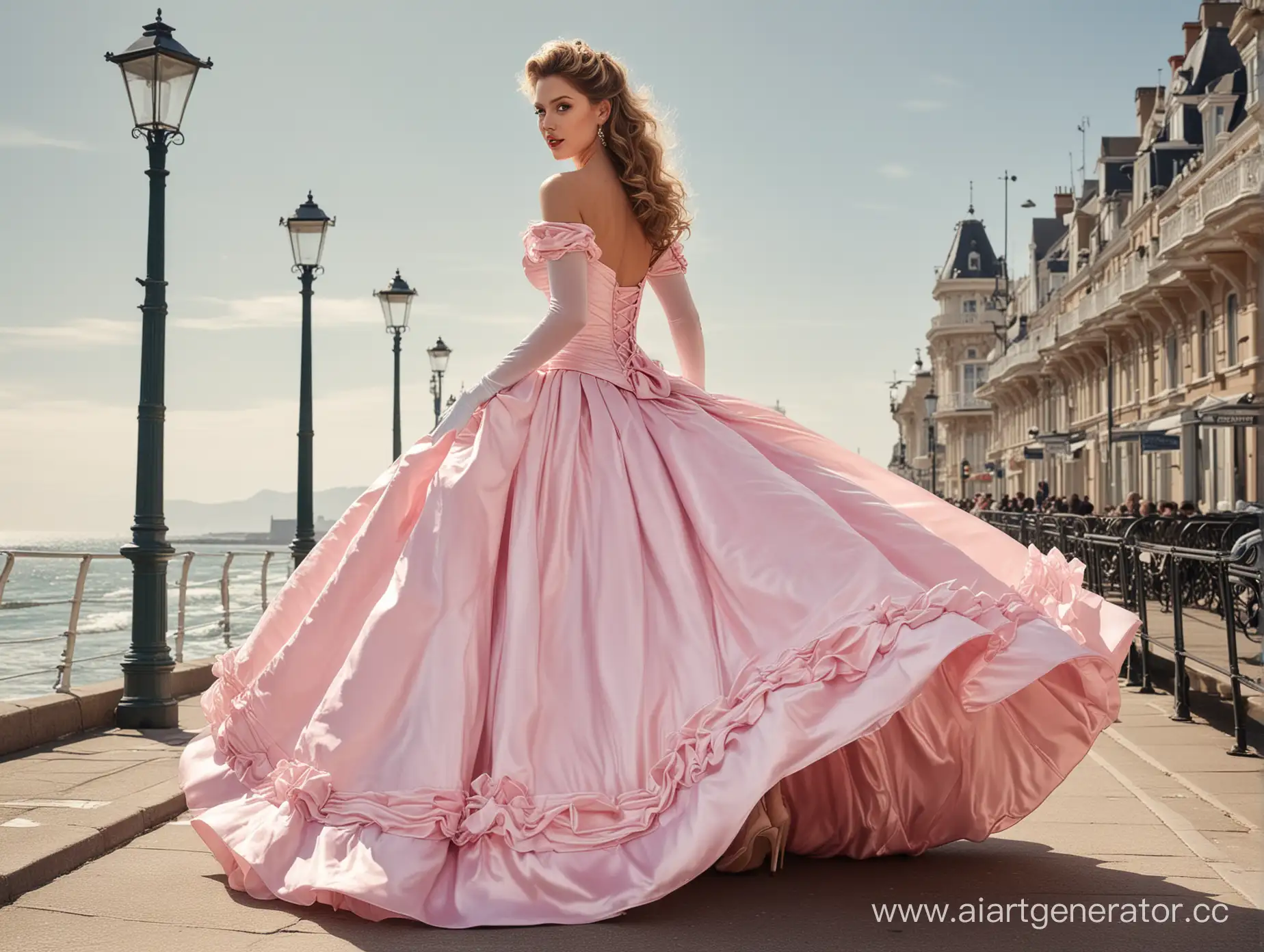 Elegant-Queen-in-Satin-Dress-by-the-Sea