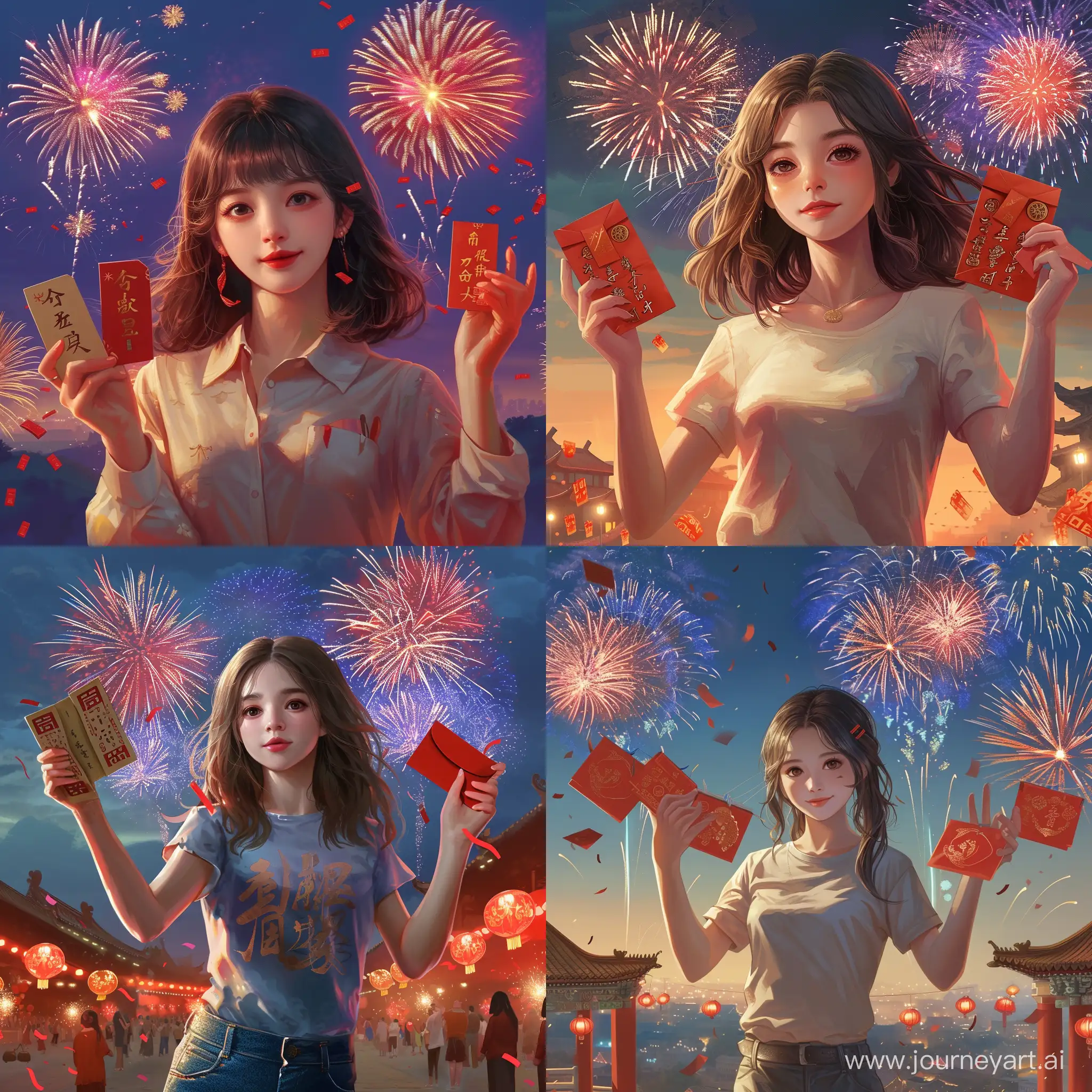 Chinese-New-Year-Celebrations-Joyful-Girl-Giving-Red-Envelopes-Amidst-Fireworks
