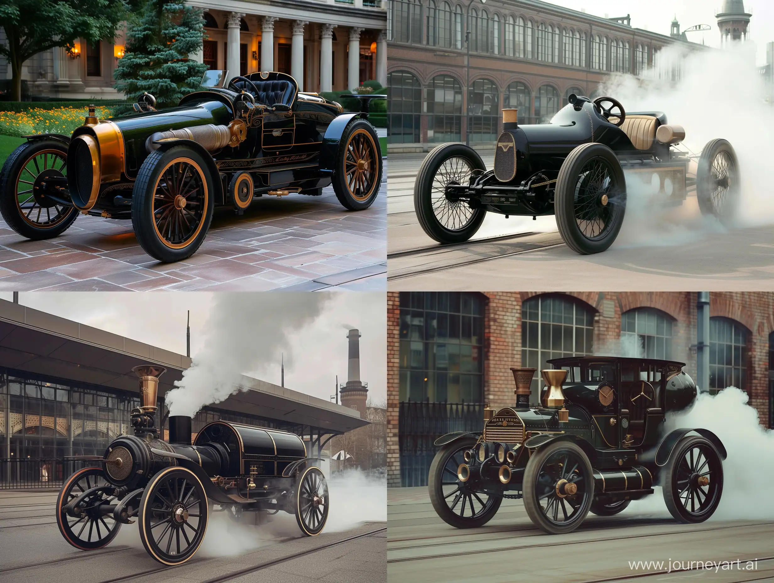 a steam-powered car or a modern car --s 200 --style raw