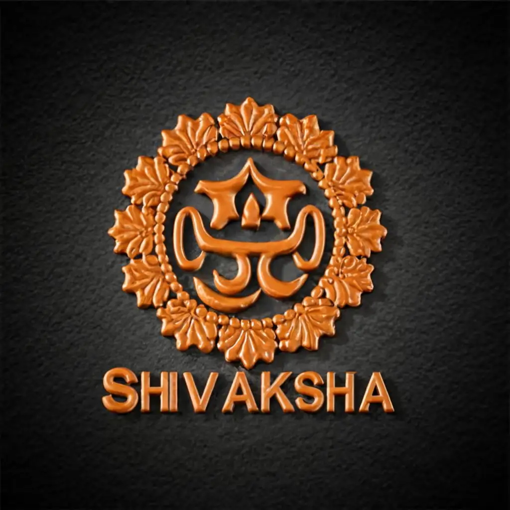 LOGO-Design-For-Shivaksha-3D-Text-Wrapped-in-Rudraksha-with-Mahadev-Icon