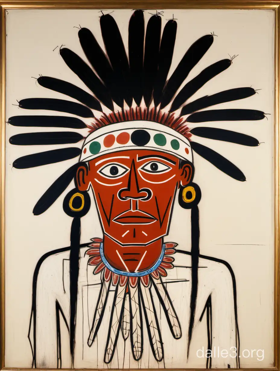 Jean-Michel Basquiat painting of a indian chief 1800s