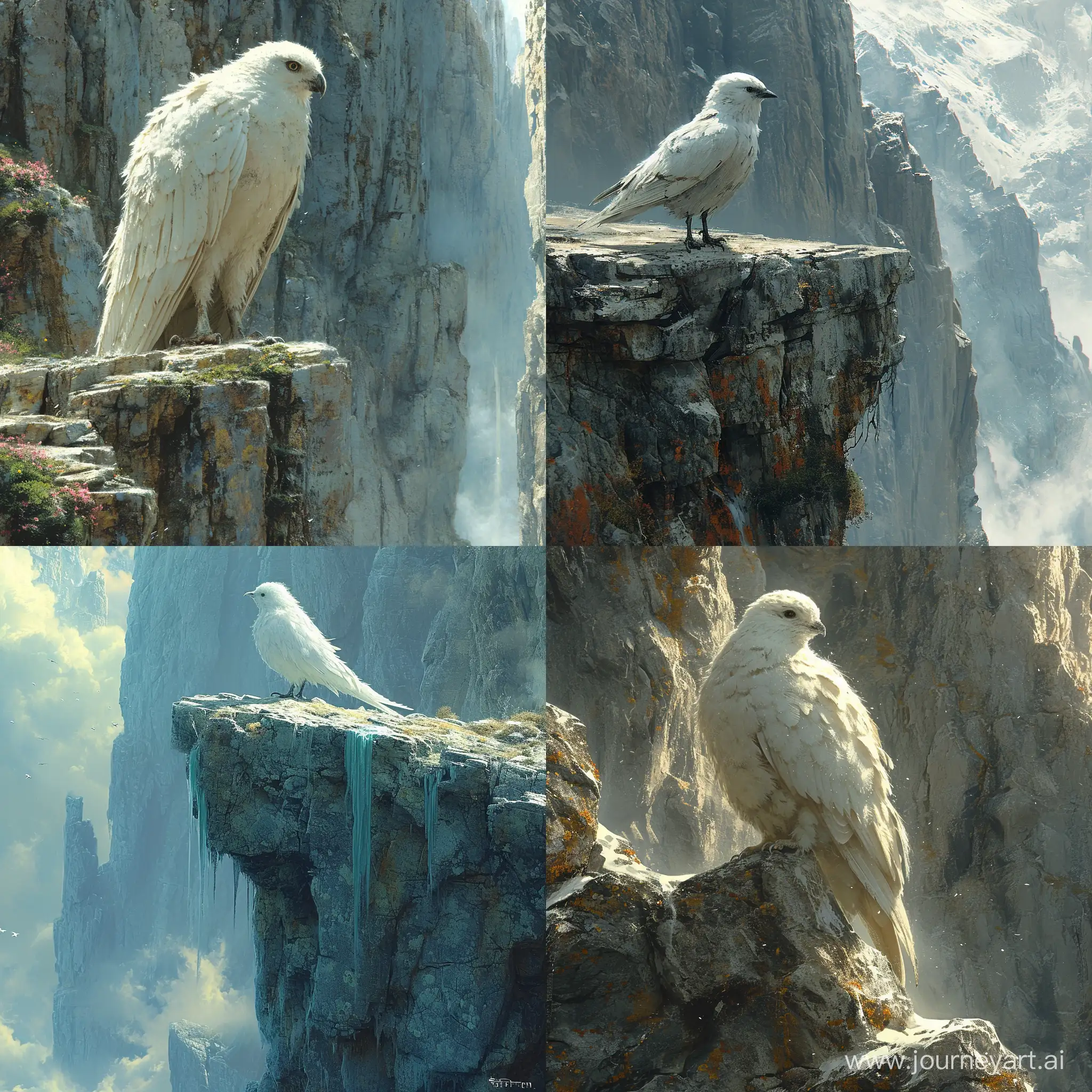 Majestic-White-Pigeon-Overlooking-Cliff