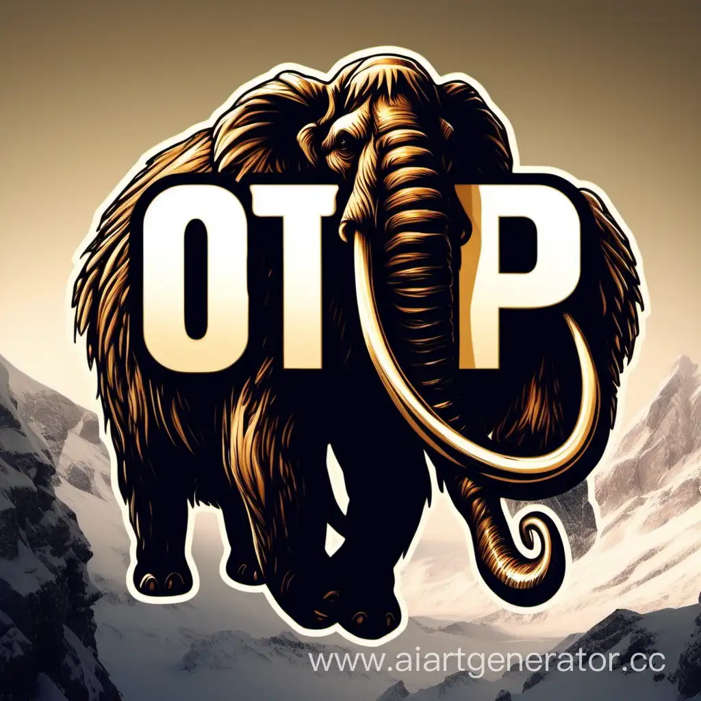 Логотип "OTP" с мамонтом на фоне