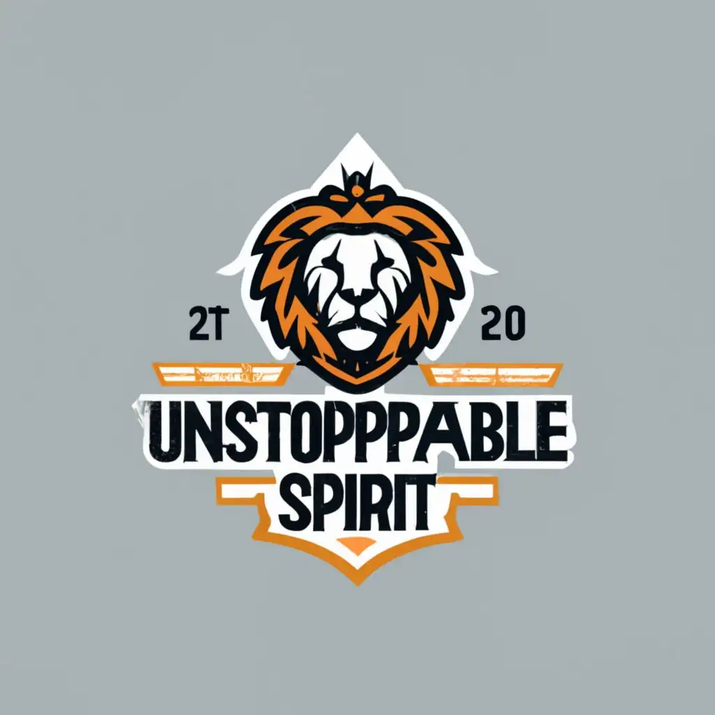 logo, Lion, with the text "Unstoppable Spirit", typography, be used in Sports Fitness industry