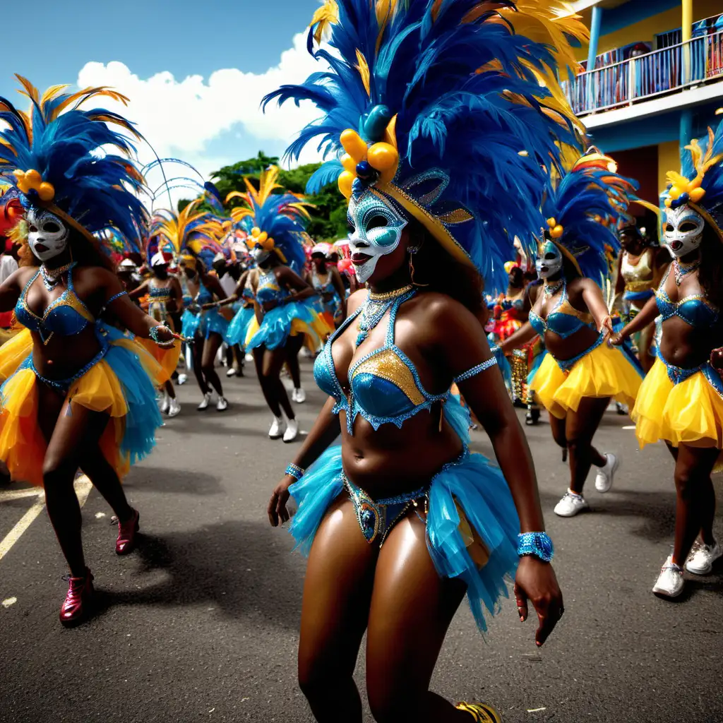 Vibrant Caribbean Carnival Celebration with Colorful Costumes and Dance