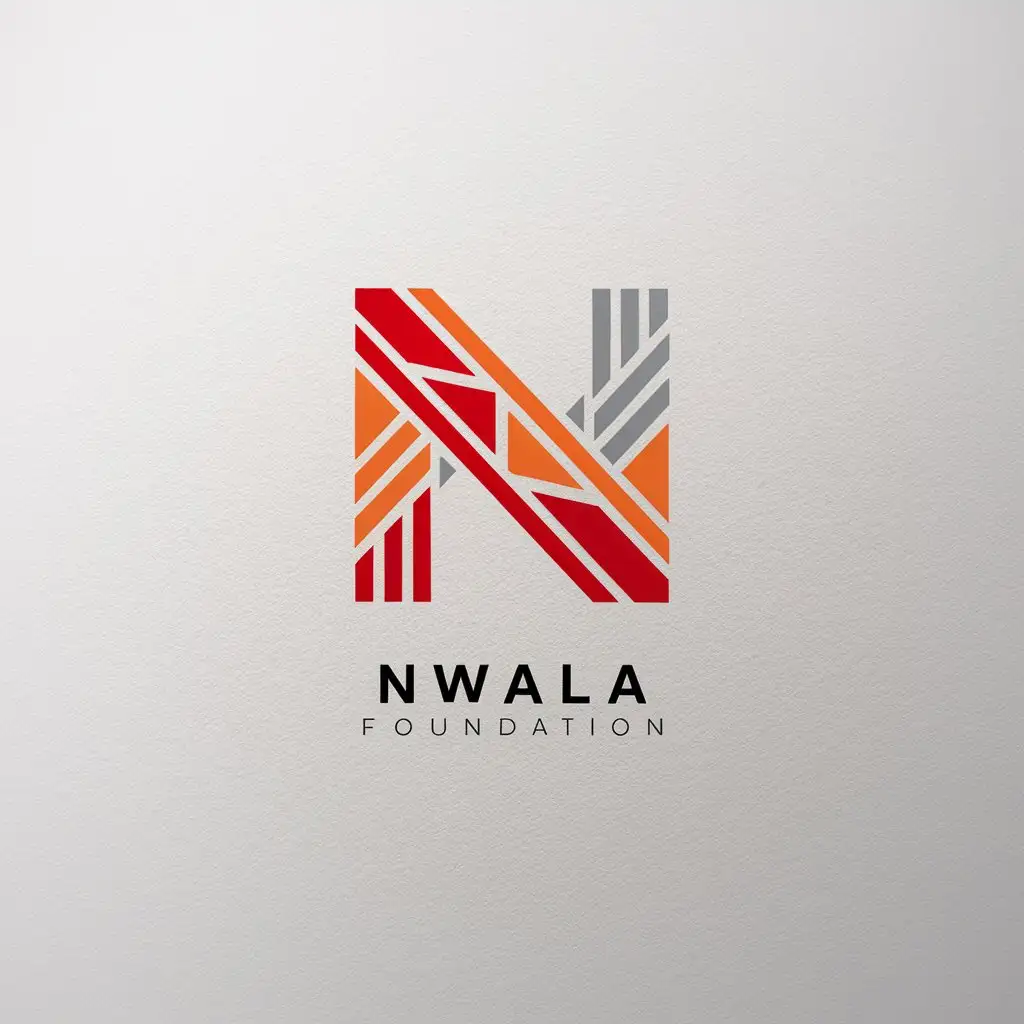 Minimalistic Logo Design for Nwala Foundation Red Orange and Grey Icon on Clear White Background