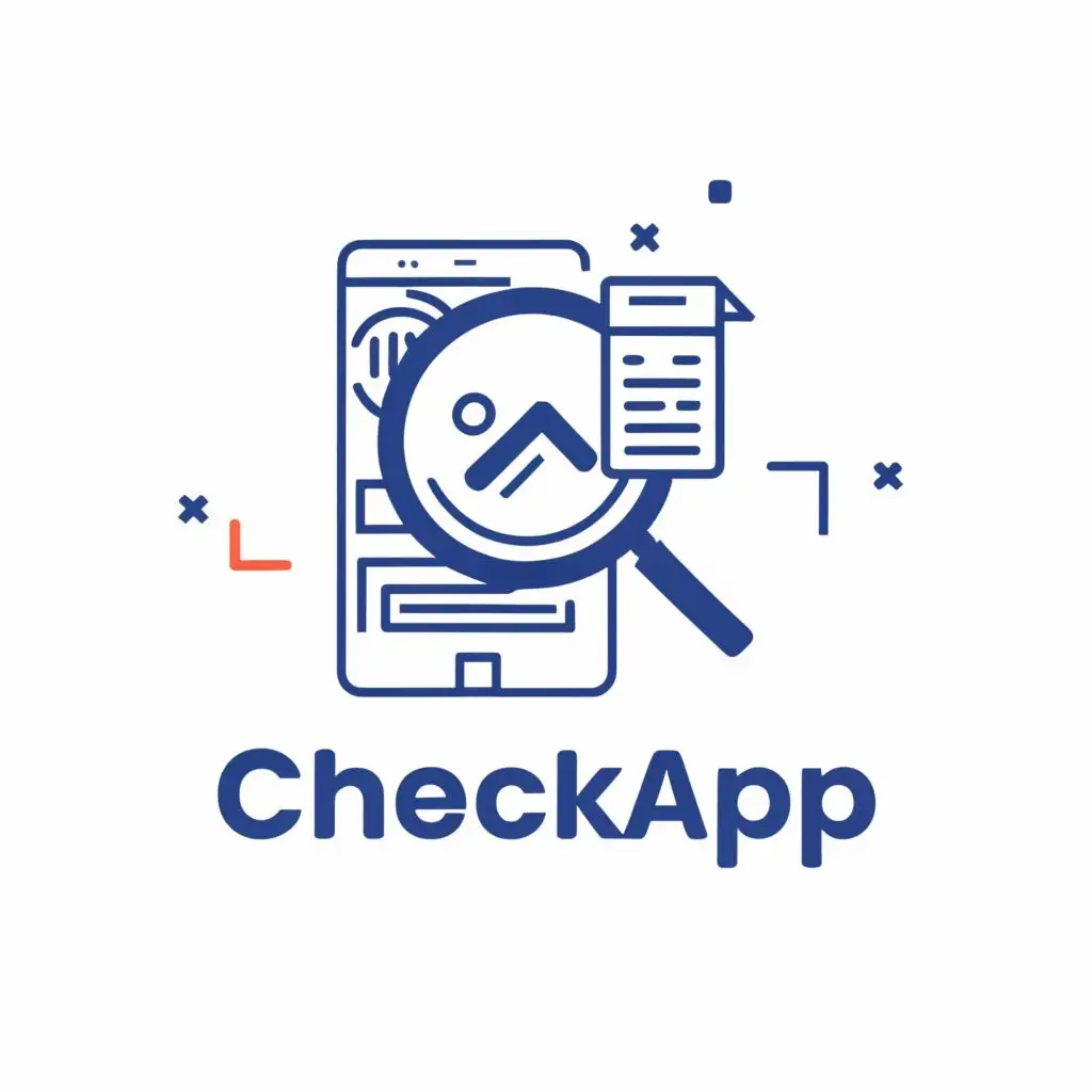 logo, a magnifier and application, with the text "CheckApp", typography, be used in Technology industry