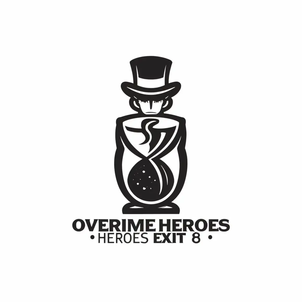 a logo design,with the text "Overtime Heroes Exit 8", main symbol:a absract corporate slave,Moderate,be used in Entertainment industry,clear background