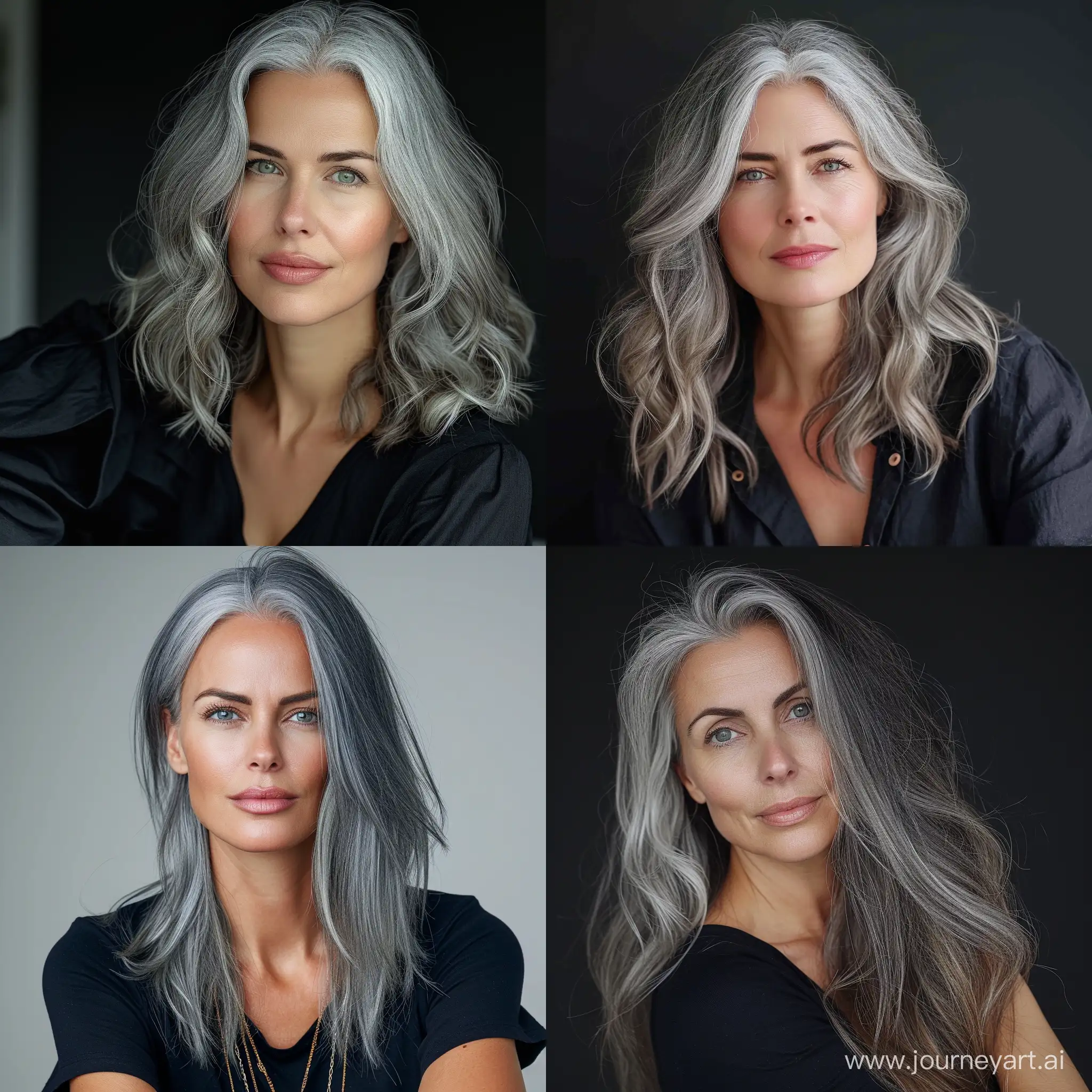 Elegant-GrayHaired-Woman-Realistic-Modern-Style-Portrait