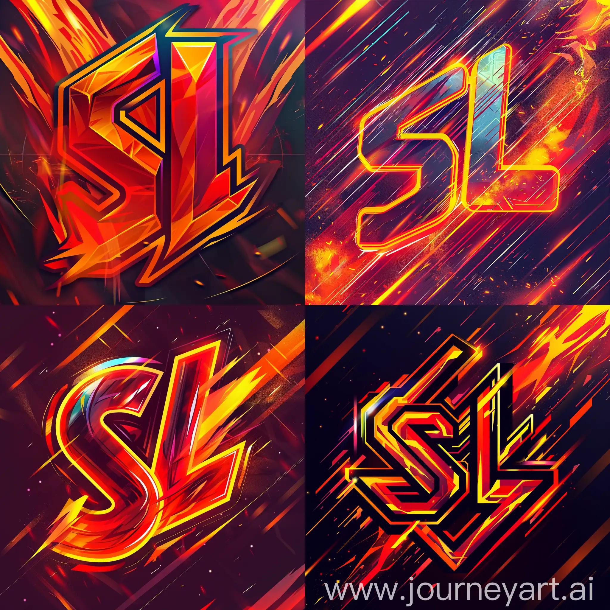 Логотип "SL" может быть выполнен в ярких и энергичных цветах, таких как красный, абстрактные формы логотипа, оранжевый и жёлтый, чтобы вызвать чувство адреналина и азарта. Буквы "SL" можно стилизовать в виде абстрактных форм или неоновых линий, символизирующих динамичность и движение. Фон логотипа можно украсить контрастными цветами или градиентами, чтобы создать эффект огня или взрыва, подчеркивая напряженность и волнение киберспортивных событий. Размытые эффекты и игра света также могут добавить динамизма и драматического настроения логотипу.