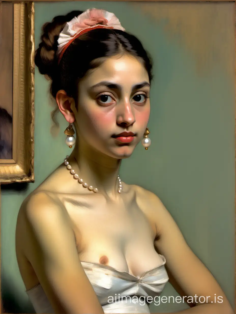 Exotic Nude Mexican Princess Portrait with Pearl Earrings | AI Image  Generator