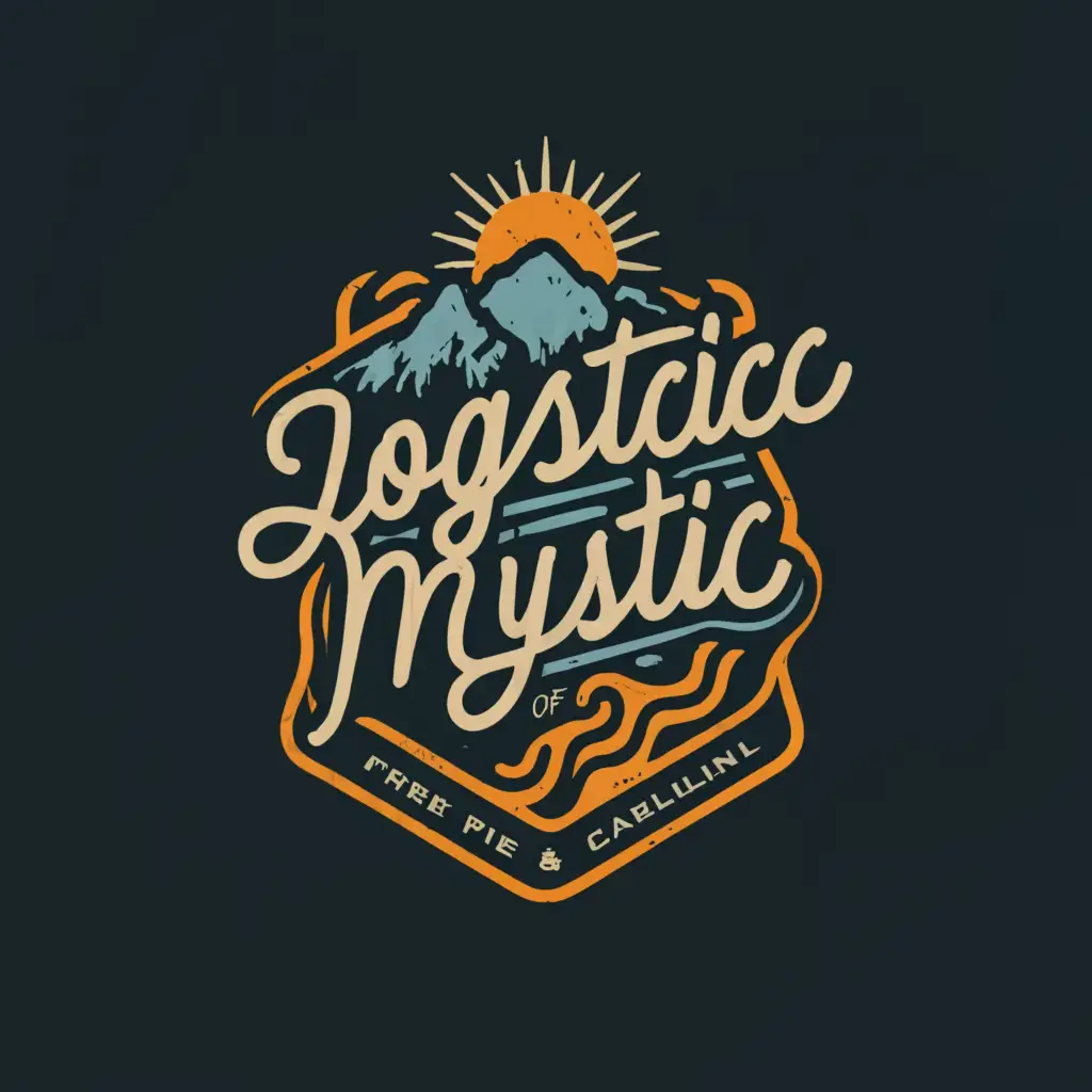 a logo design,with the text "Logistic Mystic", main symbol:Logo Design Brief
We need a logo for our customized logistics and outfitting company for hikers and bikers in the mountains of South Carolina. We focus on ensuring clients have everything they need "to get out there" and deepen their connection to the natural world. A black and white design will work for us and we are interested in incorporating the (at least some of) elements - earth, air, fire, water - in the sample I drew there is a mountain background with a partial sun, mist and the phases of the moon integrated into the lettering

Industry/Entity Type
outdoor recreation

Logo Text
Logistic Mystic

Logo styles of interest
Abstract Logo
Conceptual / symbolic (optional text),Moderate,clear background