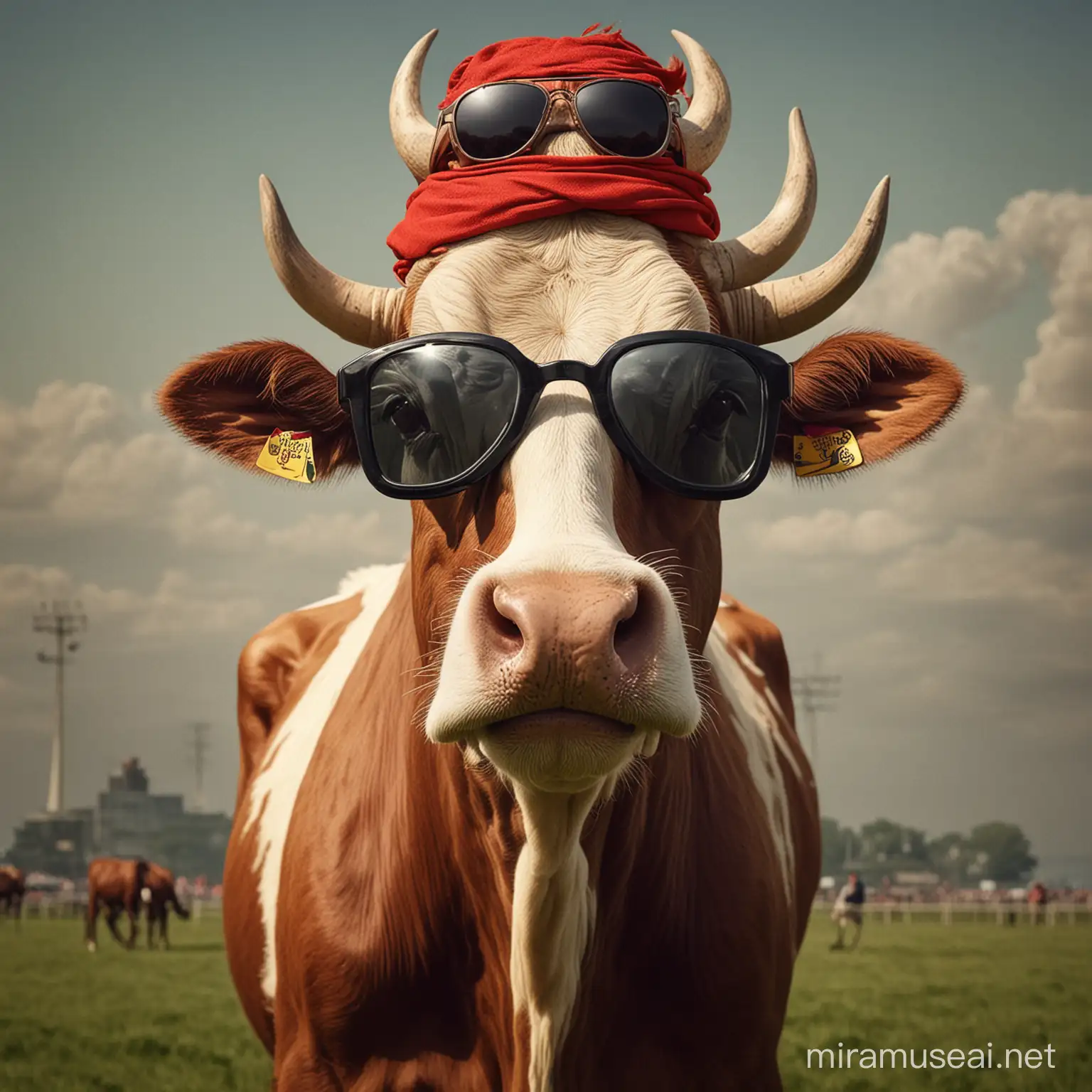 Liverpool Cow with Sunglasses Loses to Manchester United Surrounded by Horse and Bison
