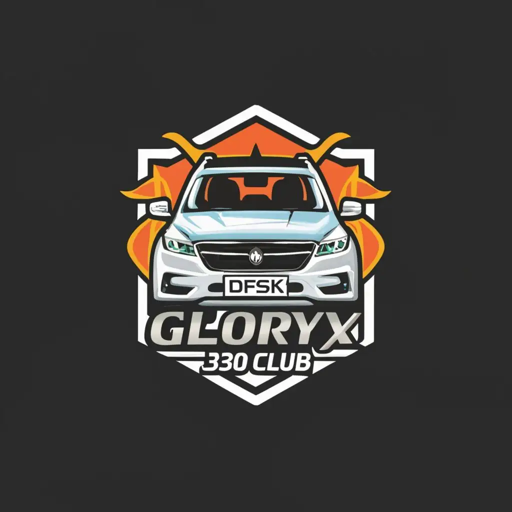logo, vehicle with rectangular logo, with the text "dfsk glory 330 club", typography, be used in Travel industry