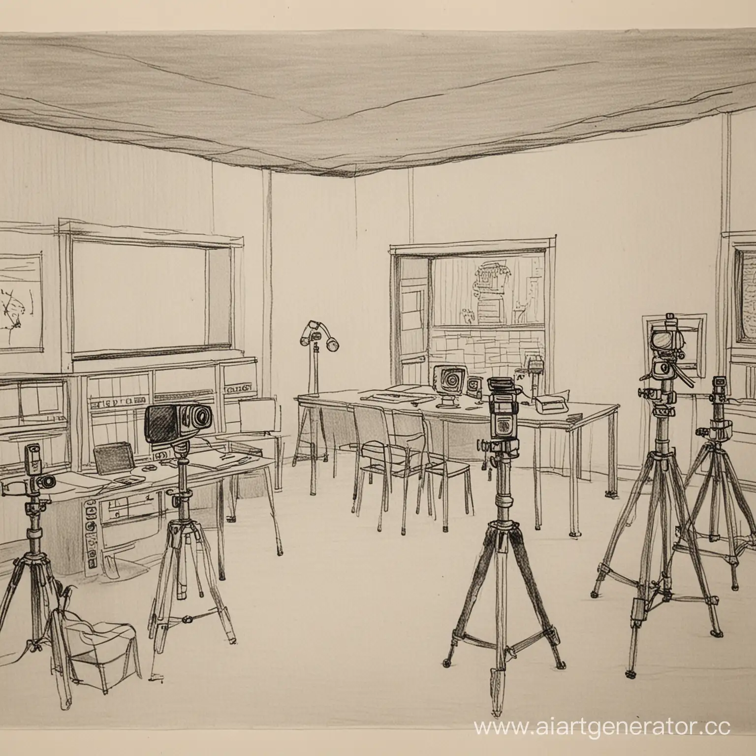 Students-Drawing-of-a-Vibrant-TV-Studio-Scene