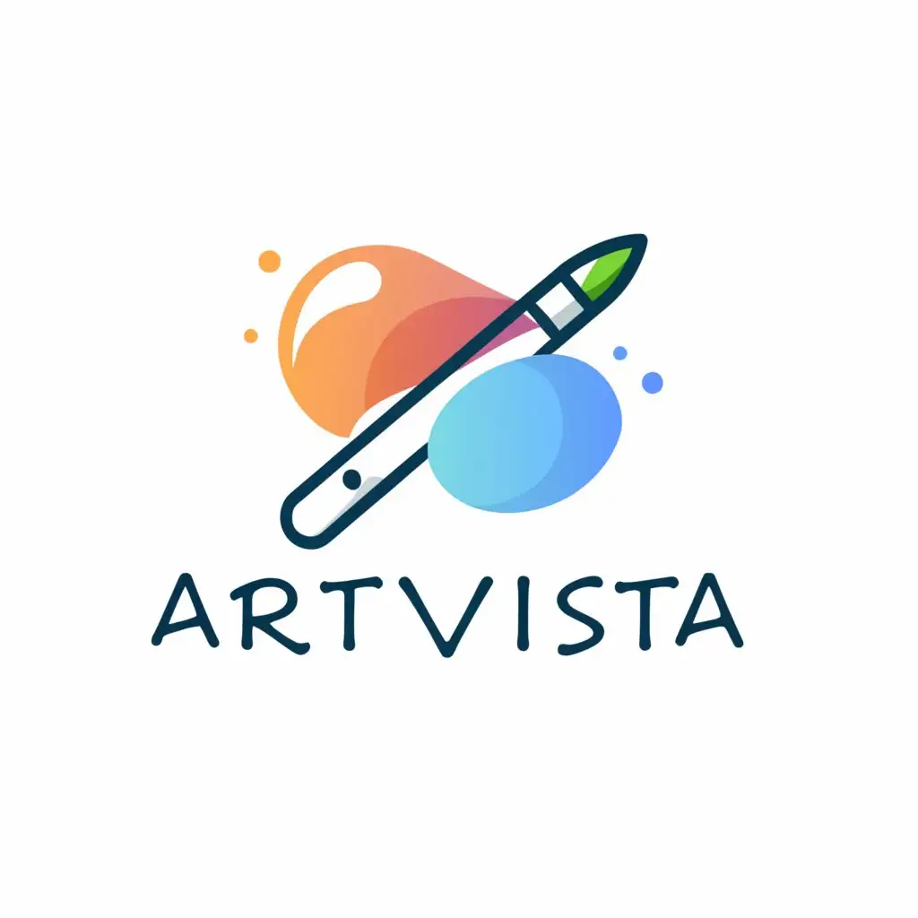 a logo design,with the text "ArtVista", main symbol:a paintbrush, symbolizing the creative process and the individuality of our digital works,Moderate,clear background