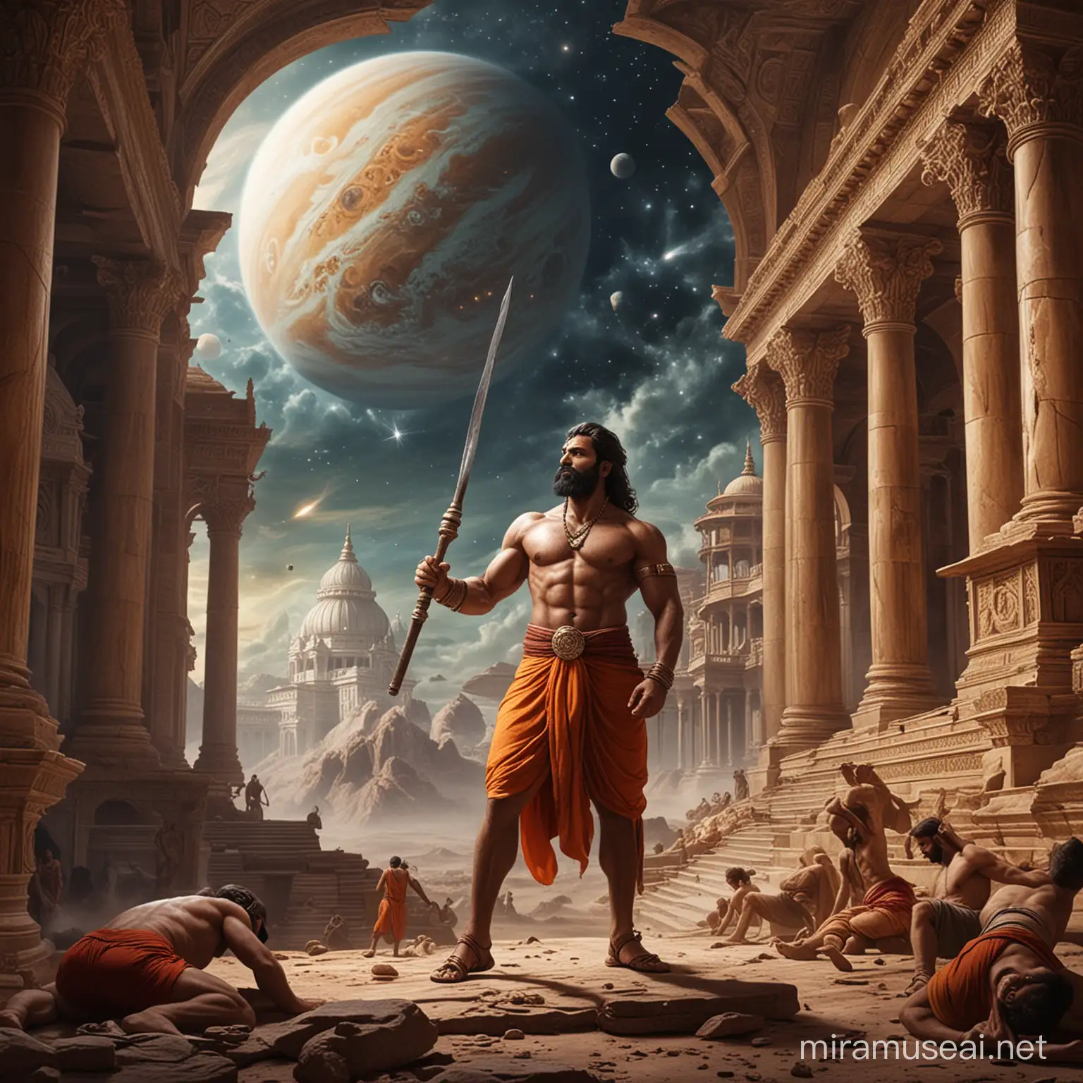 PARSHURAM ON JUPITER PLANET IN PALACE IN ACTION WITH 

