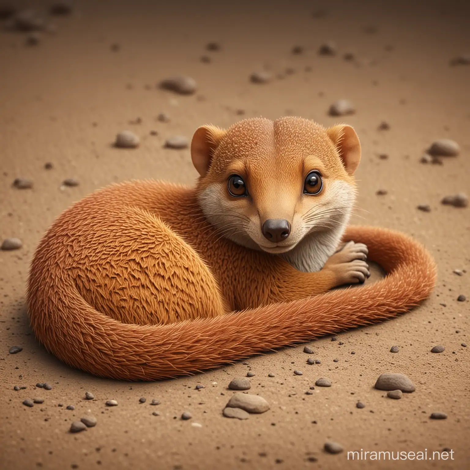 Sleepy Cartoon Mongoose Relaxing in Peaceful Repose