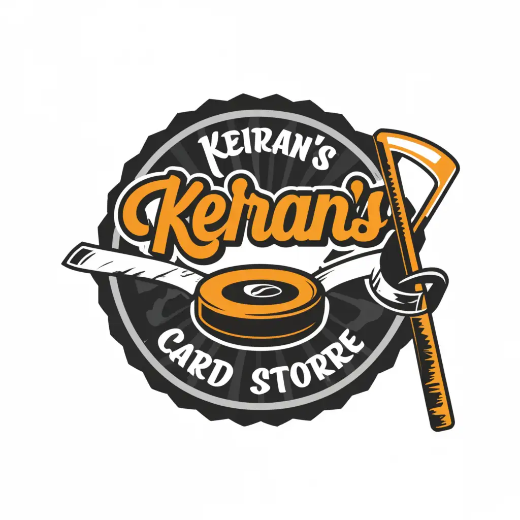 LOGO-Design-for-Keirans-Card-Store-Dynamic-Hockey-Theme-on-a-Clear-Background