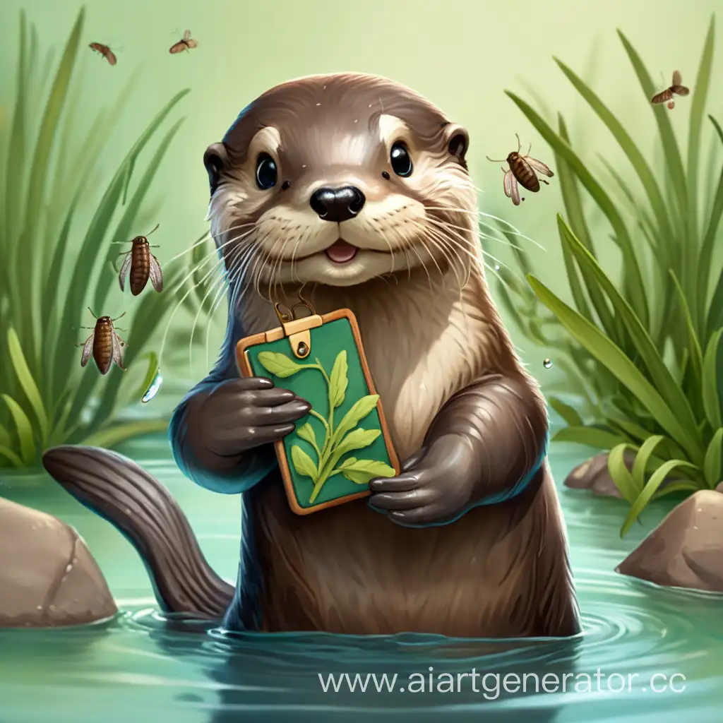 Adorable-Otter-Entomologist-Examining-Natures-Wonders