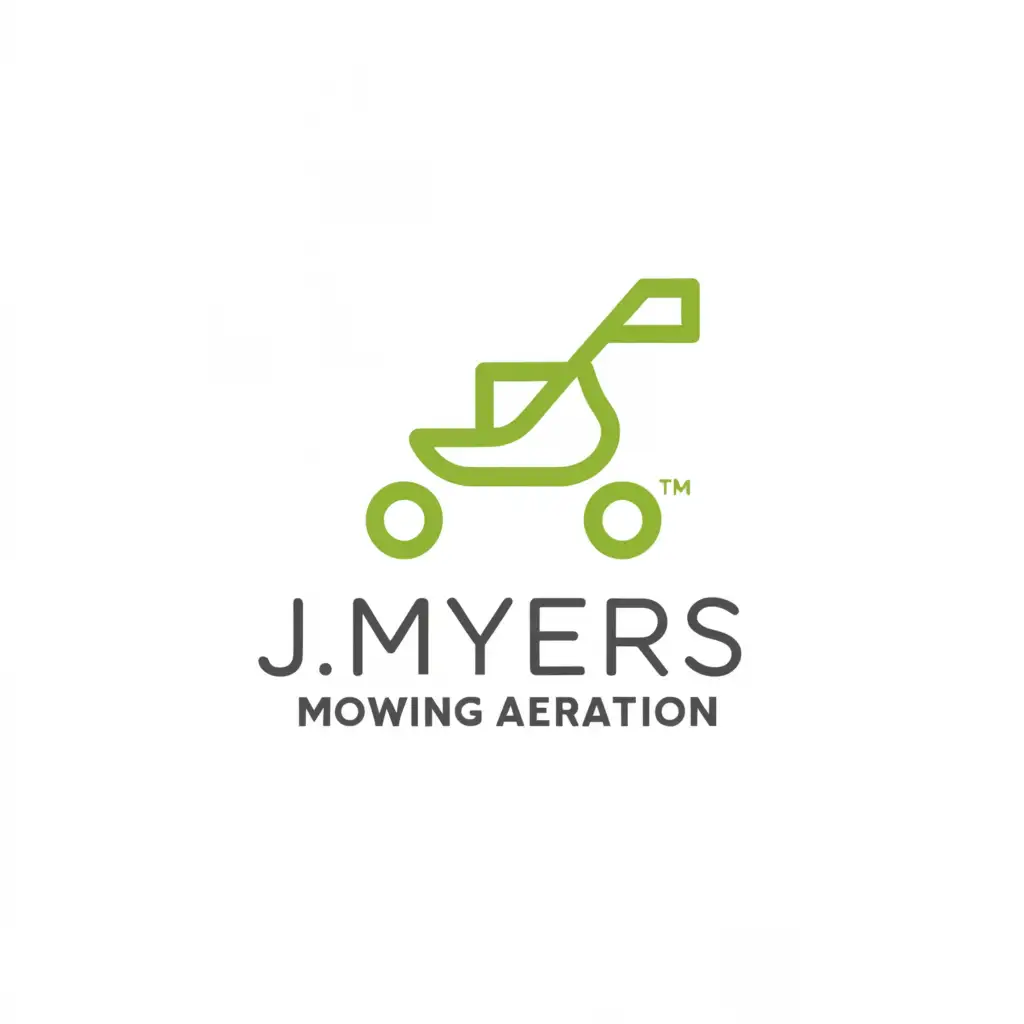 a logo design,with the text "J MYERS MOWING & AERATION", main symbol:lawn mowing and aeration for residential and small business customers.,Minimalistic,clear background