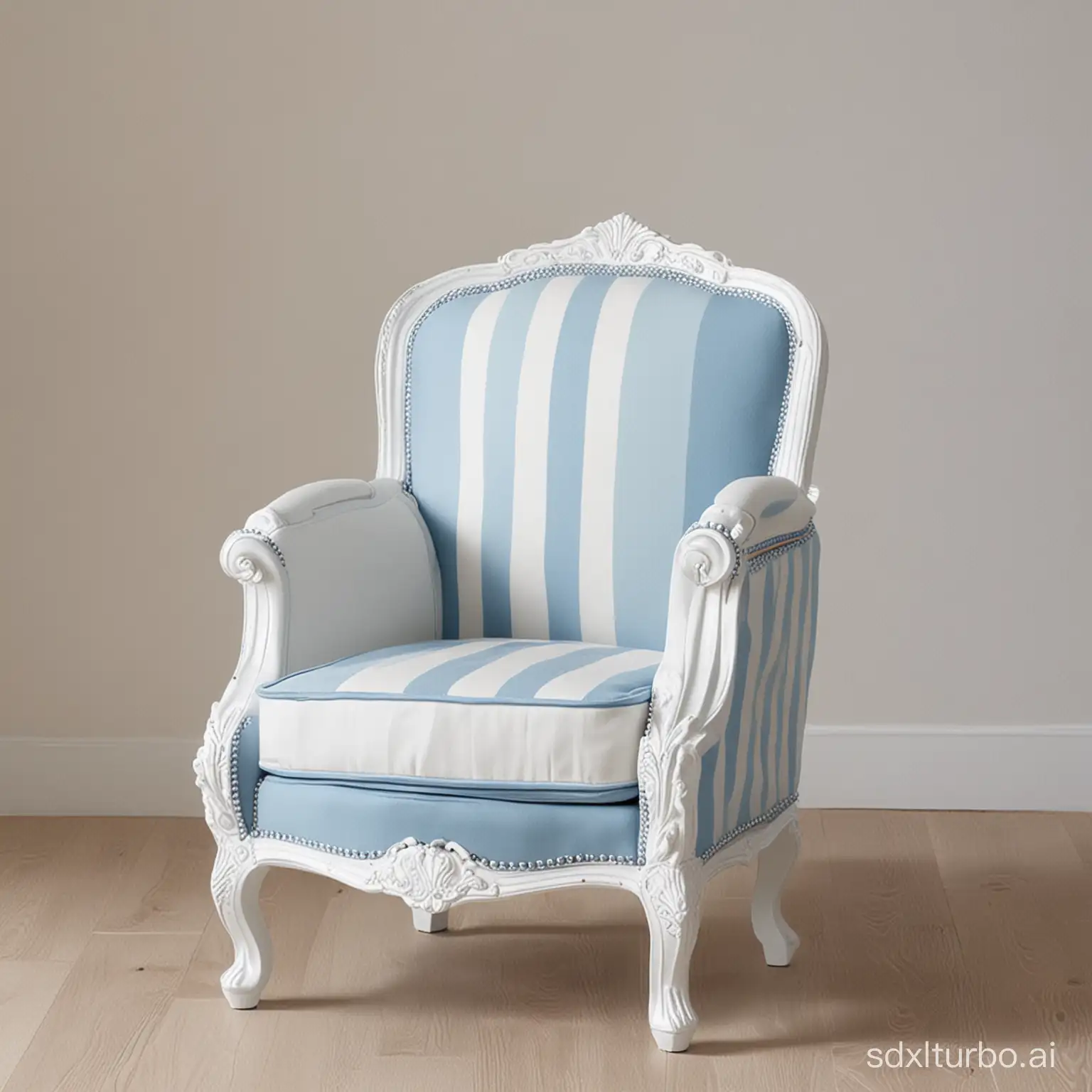 A cute chair for children, blue and white, elegant