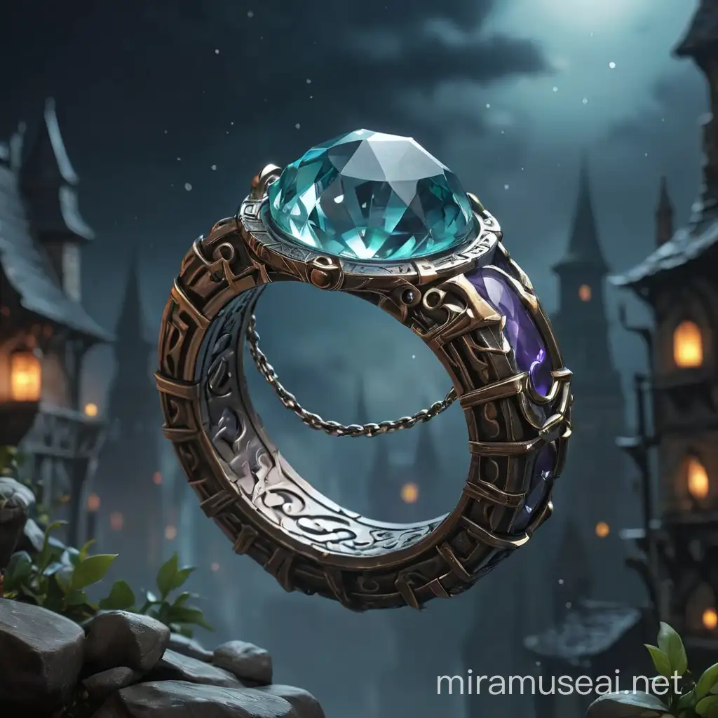 dungeons and dragons, elegant ring floating in the air at night

