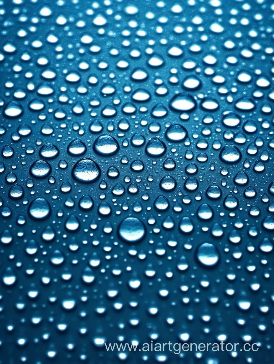 Капли дождя на поверхности в голубых ярких тонах