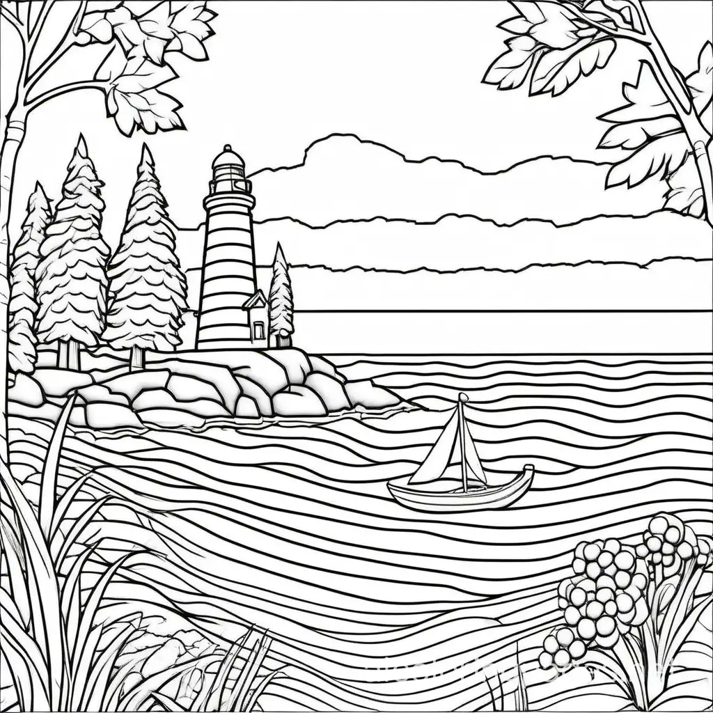 Tranquil-Lake-Ontario-Coloring-Page-Simplistic-Black-and-White-Line-Art-on-White-Background
