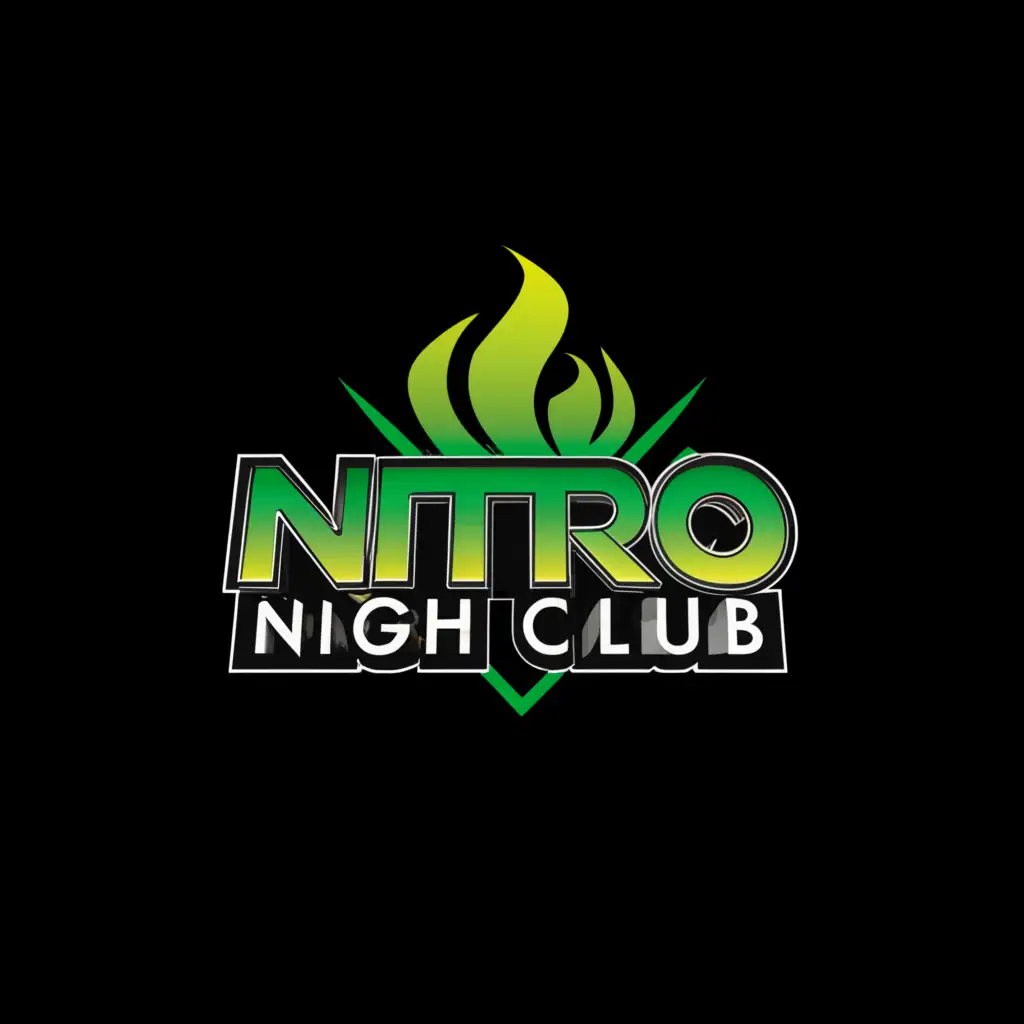 a logo design,with the text "Nitro night club", main symbol:Green lighd night club 
fire cool,Moderate,clear background
