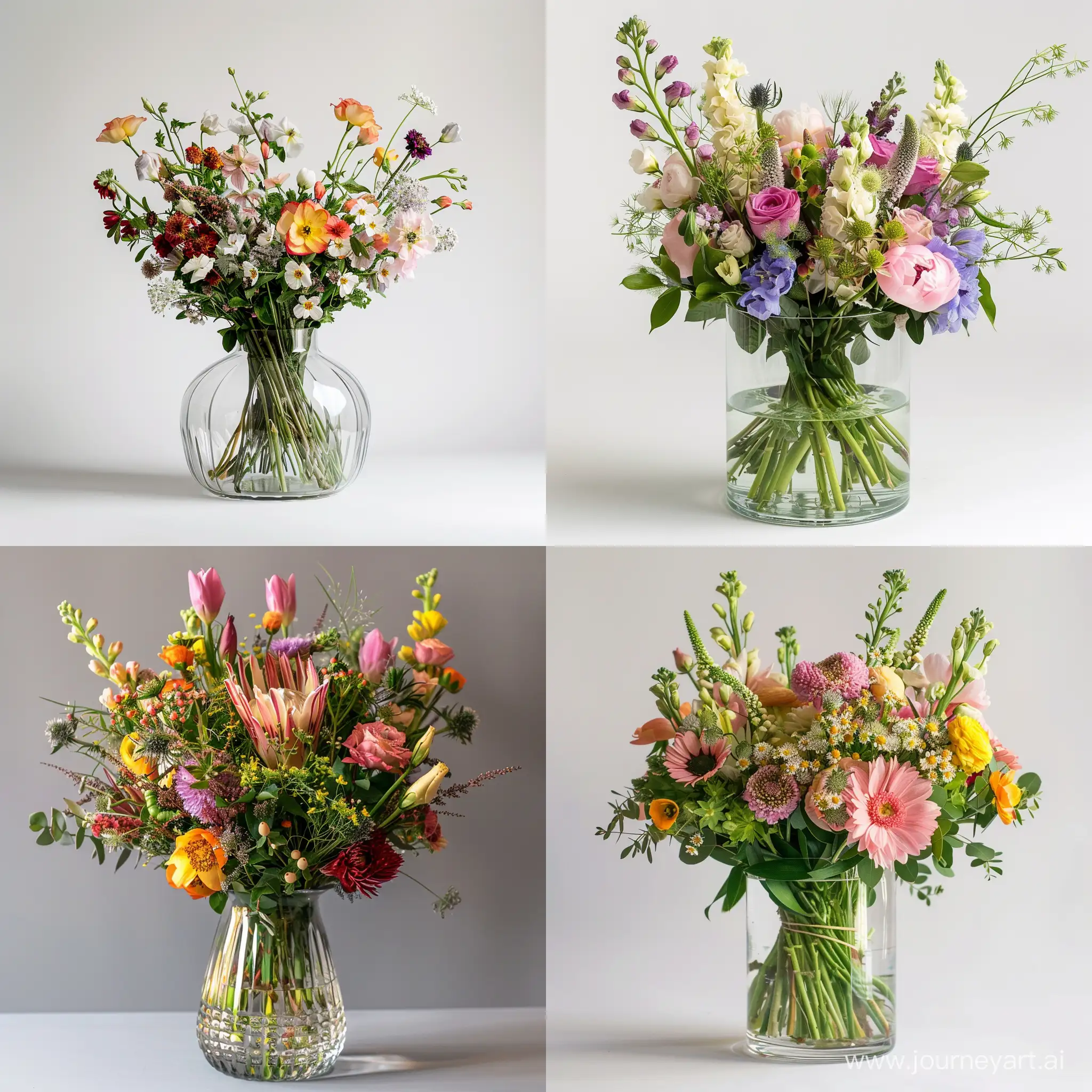 Vibrant-Bouquet-in-Clear-Glass-Vase-Stunning-Floral-Arrangement-for-Home-Decor