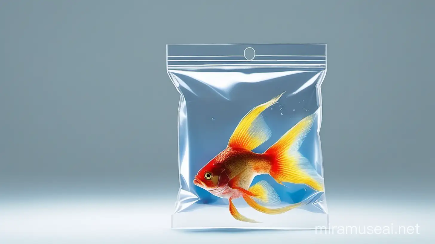 There is a piece of colored fish in a white transparent packet. And the packet is intercepted by a gratter and packet is hanging