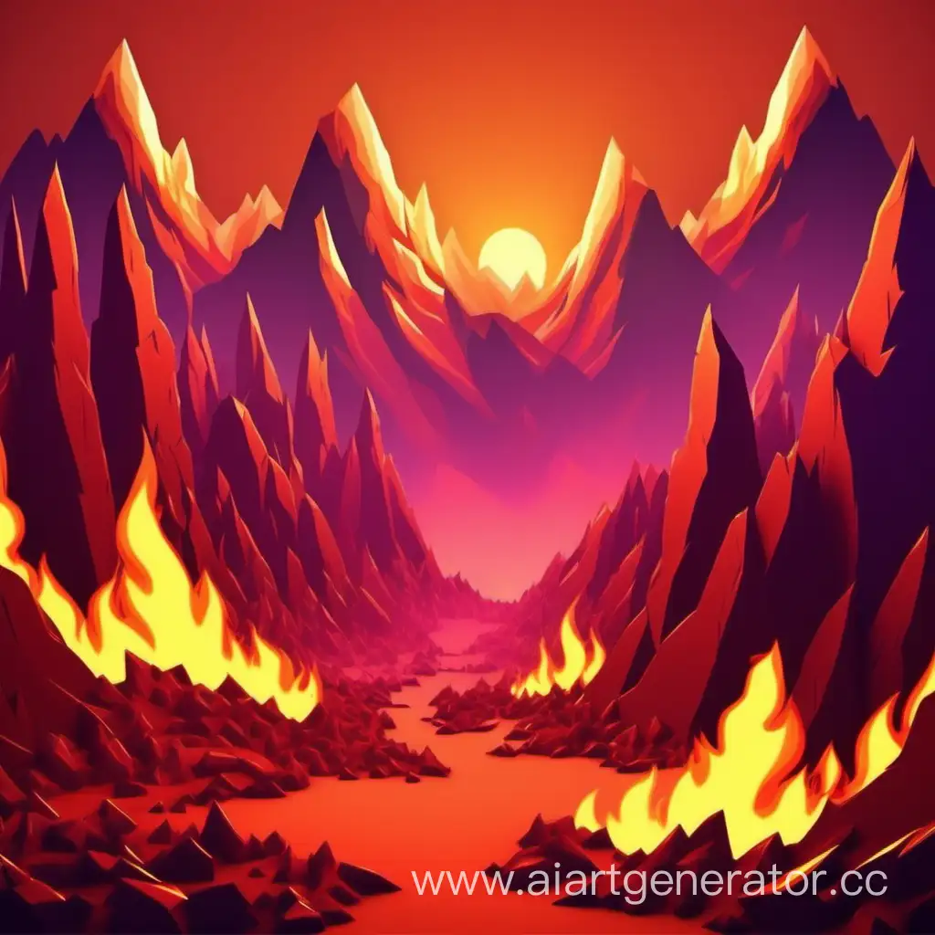 Vibrant-3D-Cartoon-Landscape-Burning-Mountains-Game-Background