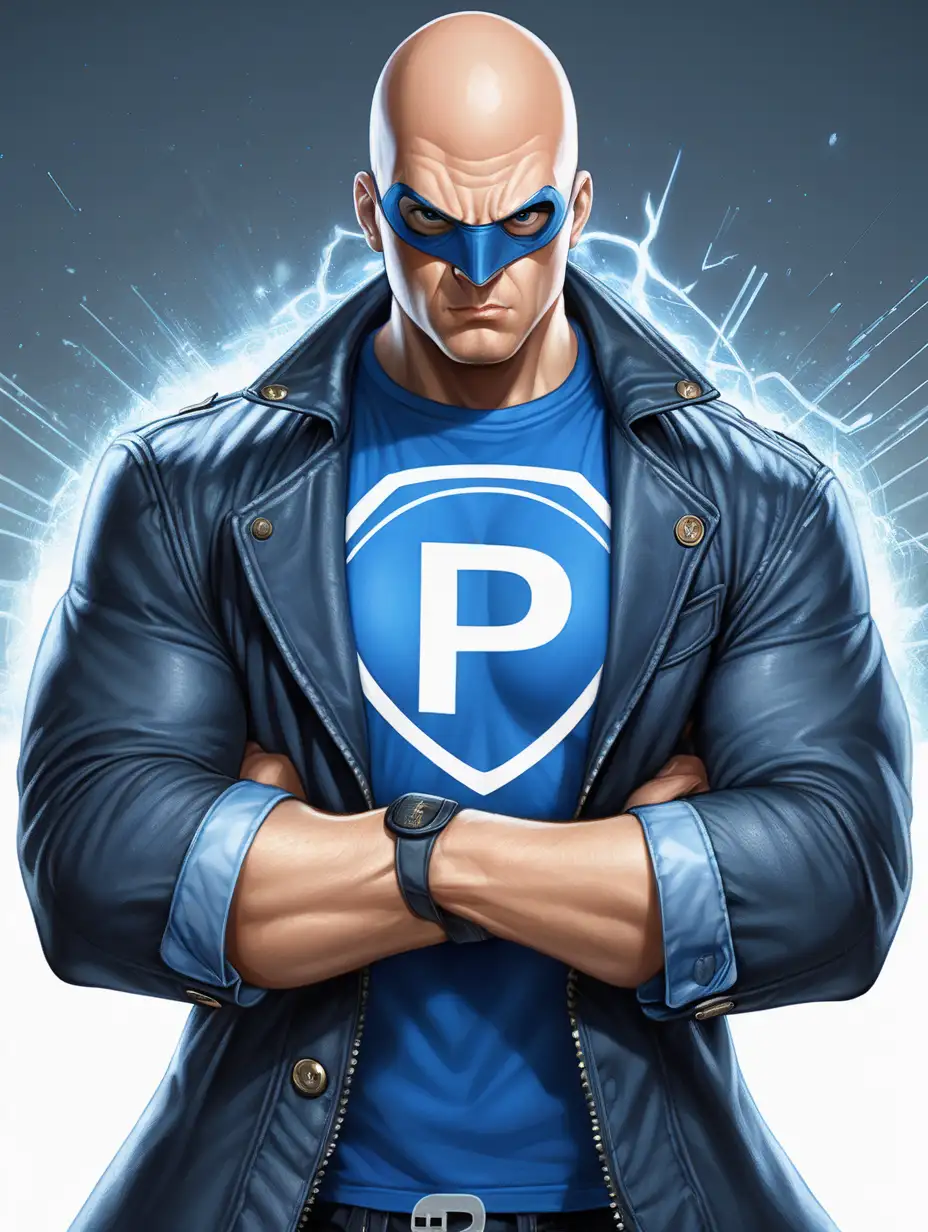 Solo Superhero Battles Hackers in Blue Shirt