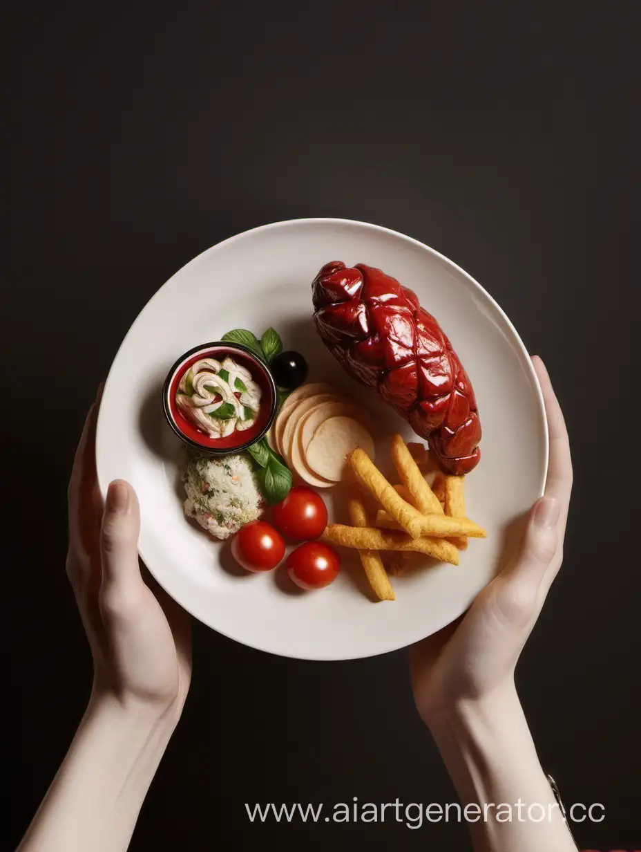 Human-Hand-Holding-Delicious-Plate-of-Food