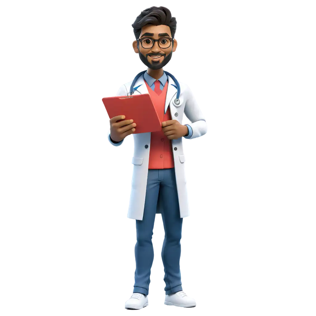 3d bangladeshi doctor with report in hand