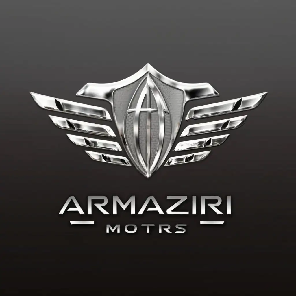 a logo design,with the text "Armazri Motors", main symbol:chrome locus wings, air, fast, car grill, "A",complex,be used in Finance industry,clear background
