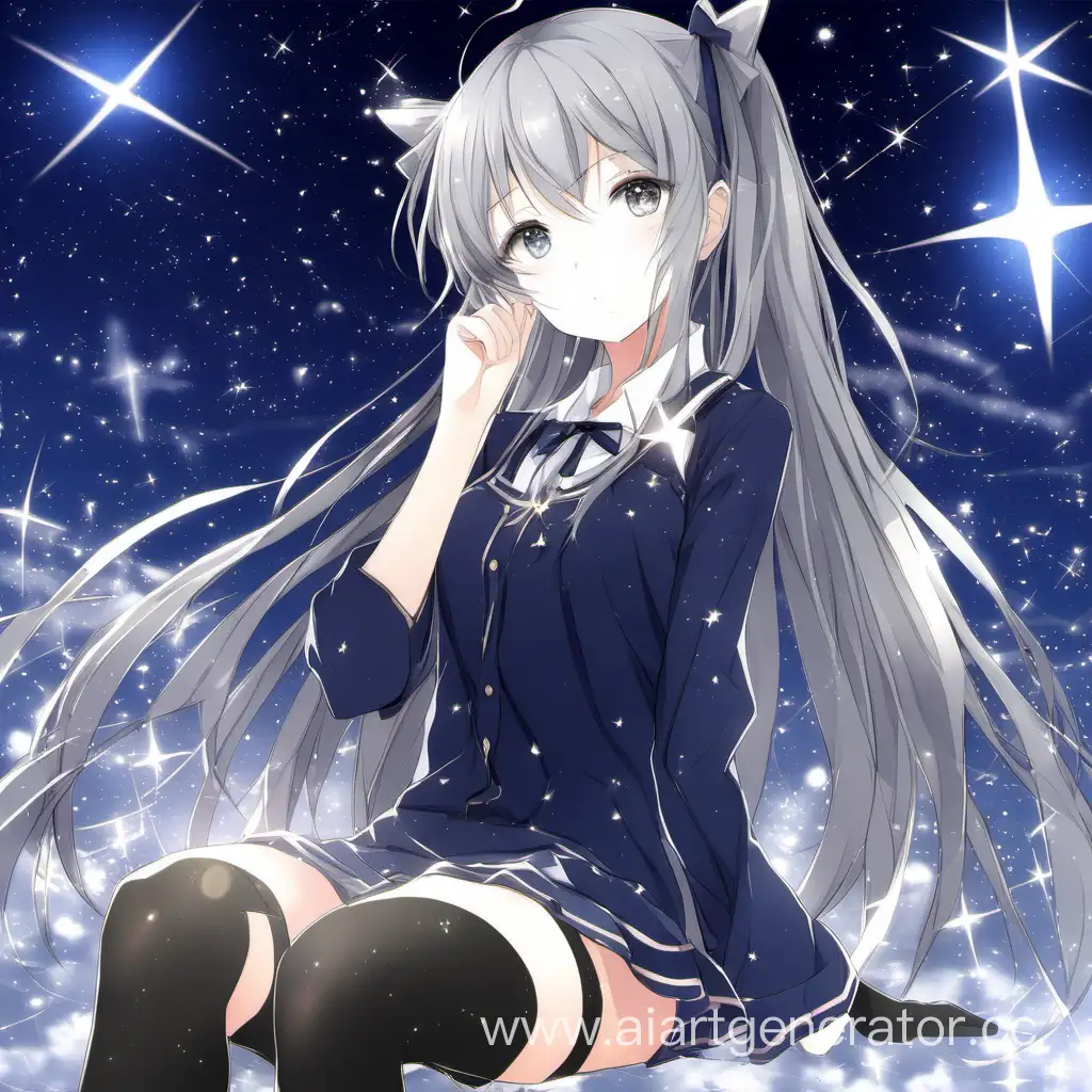 Elegant-Anime-Girl-with-Starry-Eyes-and-Black-Stockings