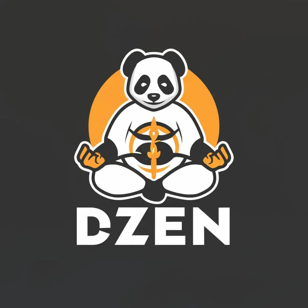 logo, "DZEN" using panda in meditation poses.
For clothing brand, with the text "DZEN", typography