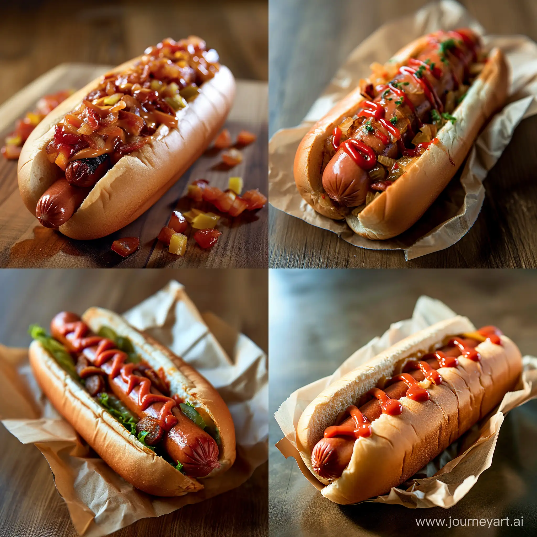 professional food photo of a hot dog