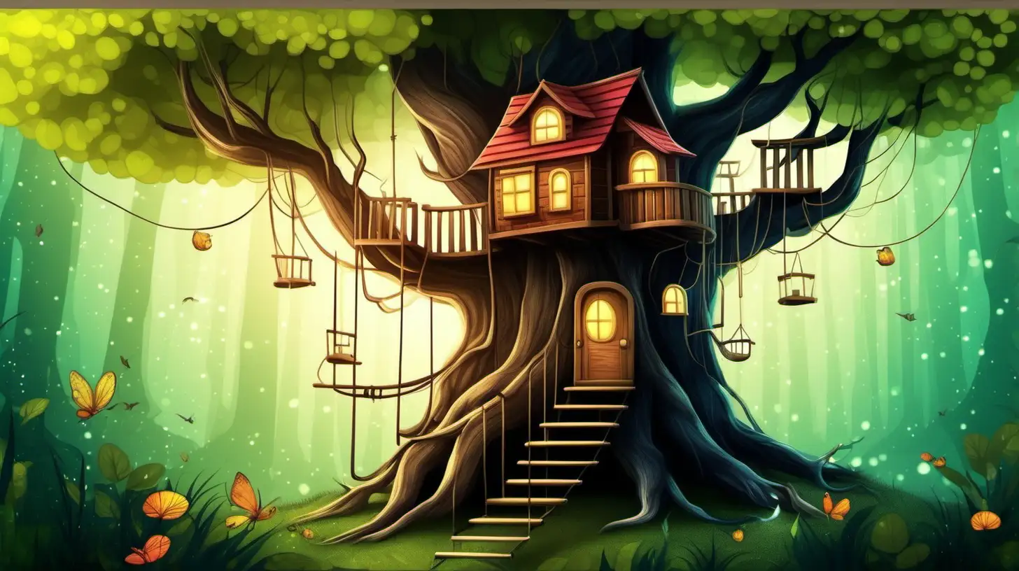 Enchanted Tree House Amidst the Mystical Forest