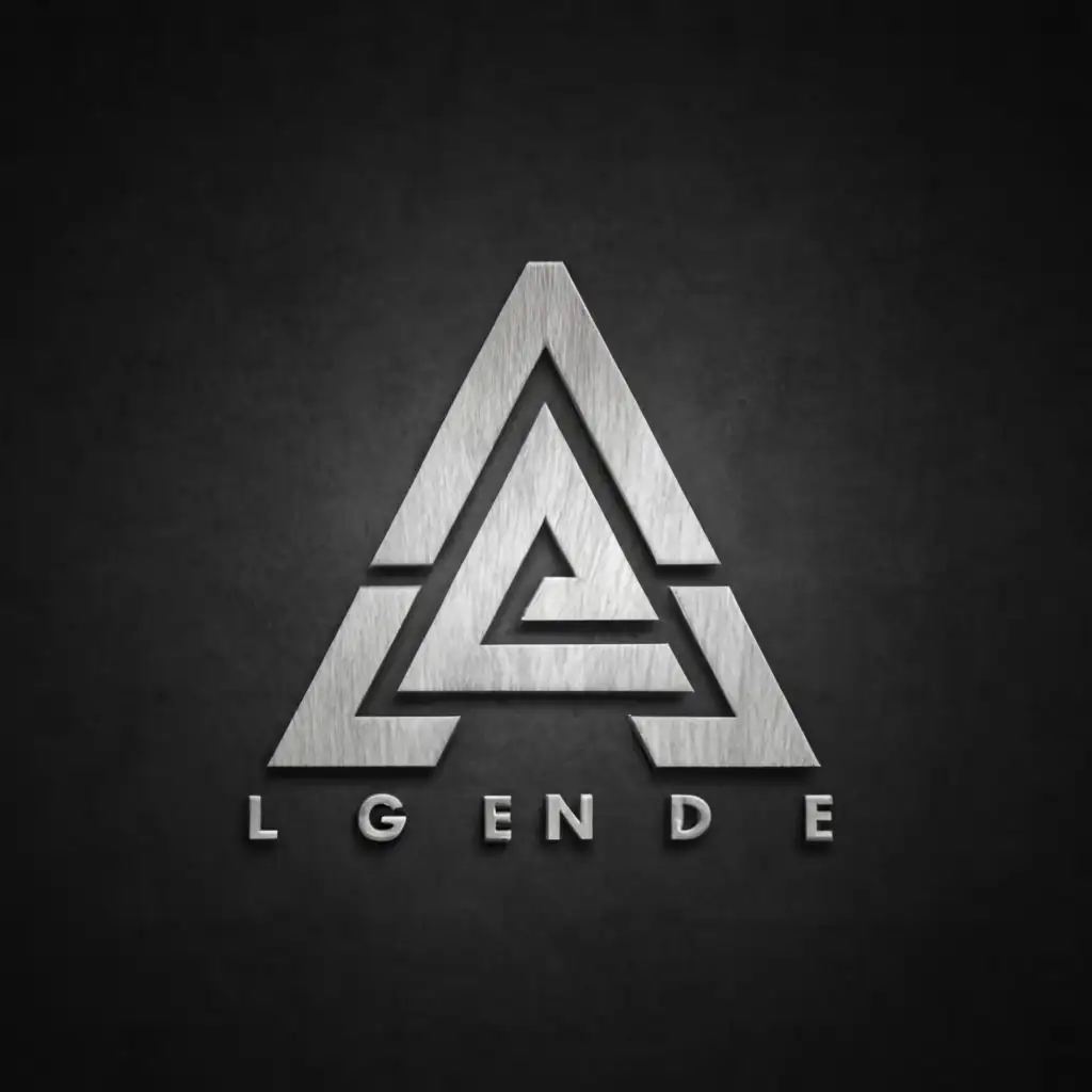 a logo design,with the text "Legend Forge", main symbol:letter A metal texture,Minimalistic,clear background