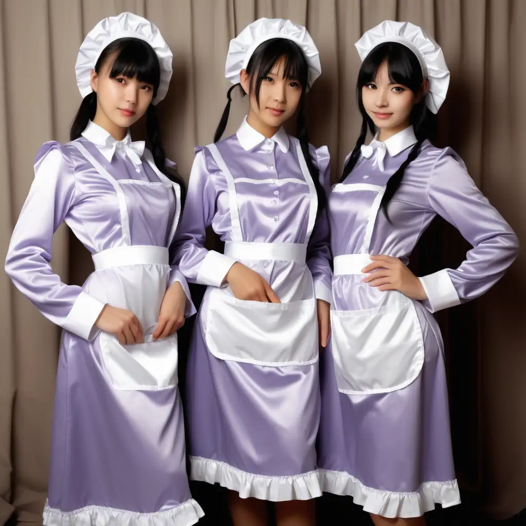 Elegant Maid Uniform Fashion Stylish Girl in Satin Long Dress