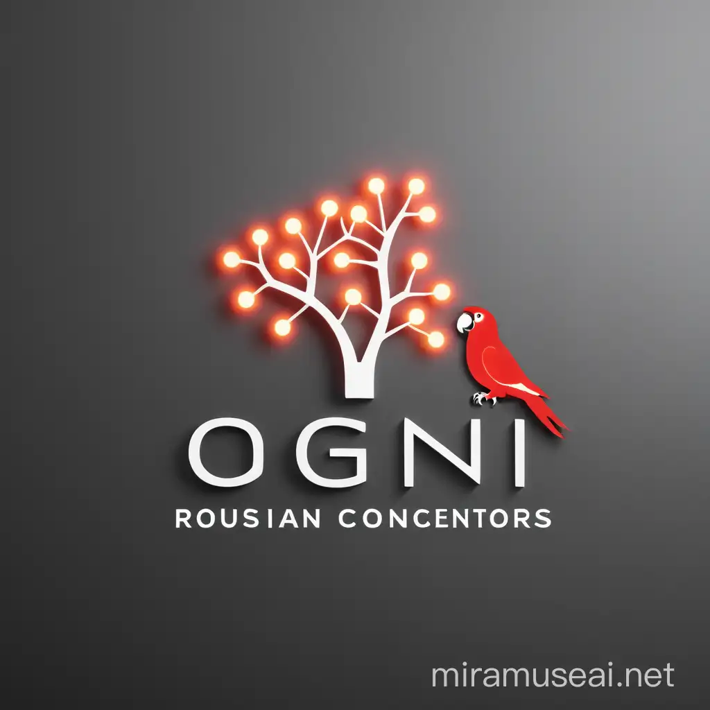 Minimalist Neural Tree with Red Parrot and LIGHTS Text